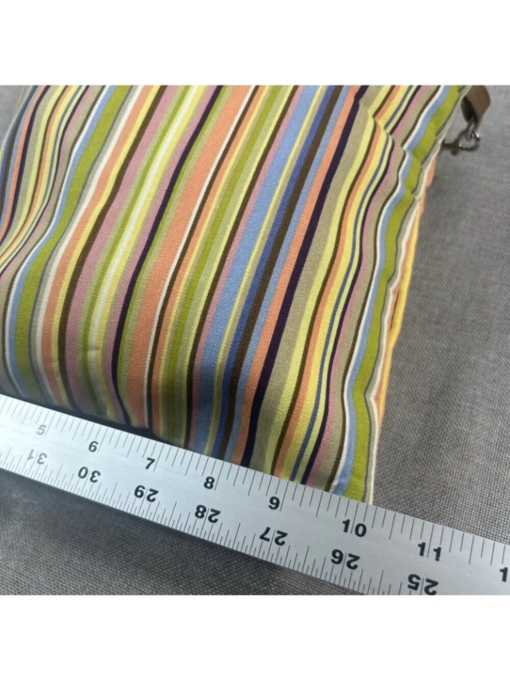 Longaberger Shoulder Bag Multicolor Brown, Green Blue Yellow Stripe Zip close